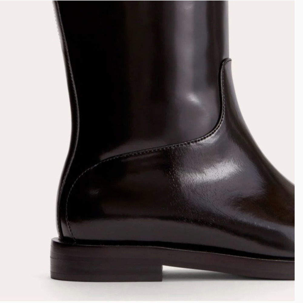Everlane Riding Boots 7 Black NWT Leather Tall Knee High Equestrian Academia - Picture 4 of 8